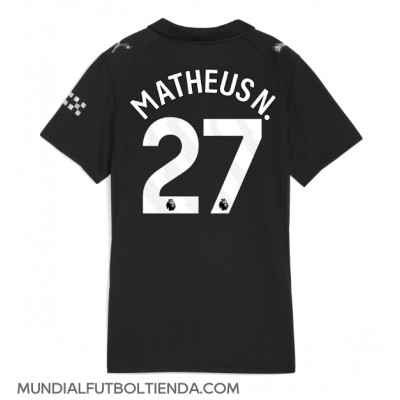 Camiseta Manchester City Matheus Nunes #27 Segunda Equipación Replica 2025-26 para mujer mangas cortas Camiseta Manchester City Matheus Nunes #27 Segunda Equipación Replica 2025-26 para mujer mangas cortas